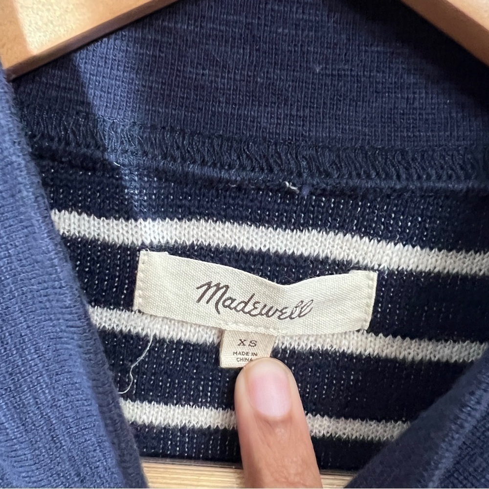 Madewell Quilted Studio Mockneck Sweatshirt in Stripe in size XS - Picture 9 of 11